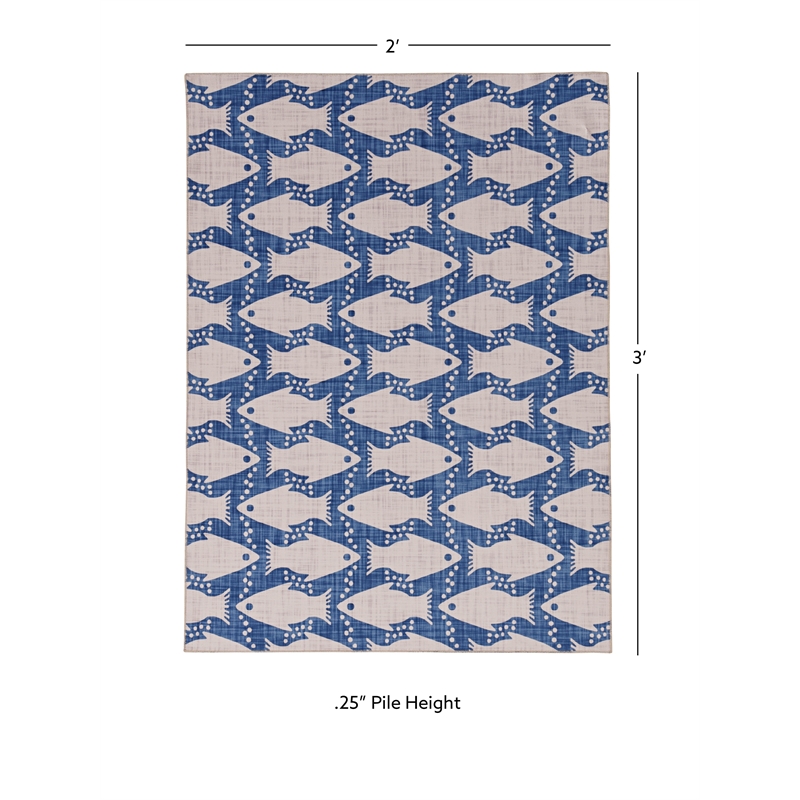 Linon Washable Shailley Polyester 2'x3' Rug in Ivory