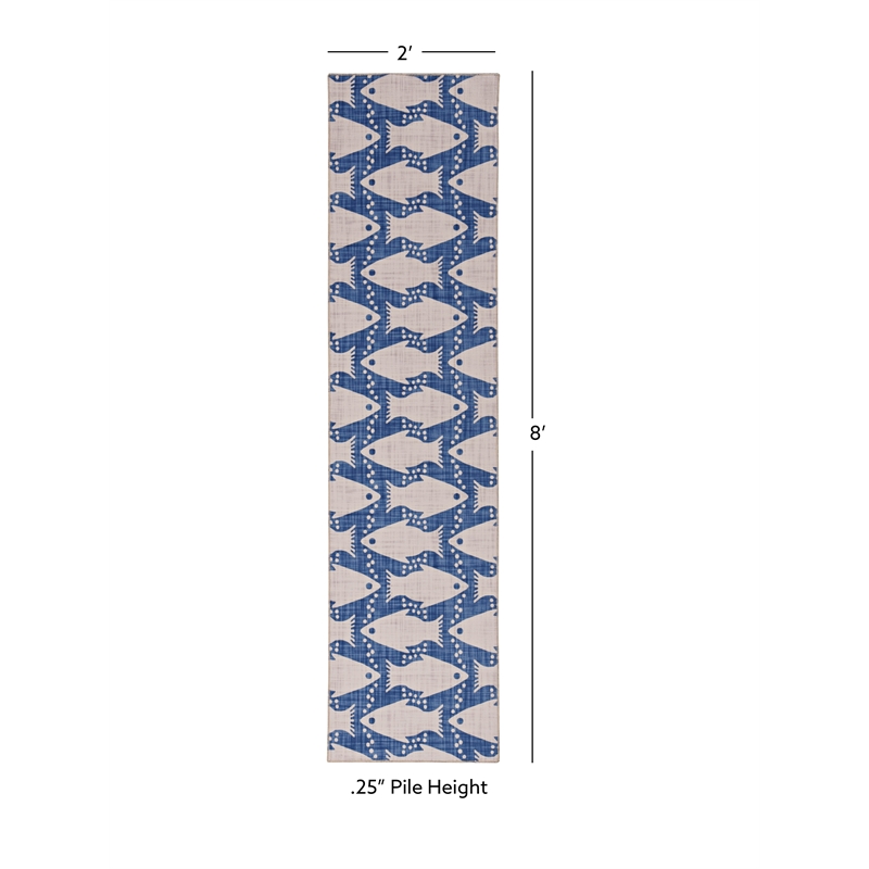 Linon Washable Shailley Polyester 2'x8' Rug in Ivory