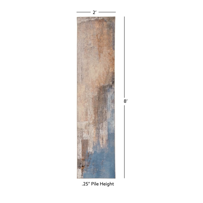 Linon Washable Keller Polyester 2'x8' Rug in Beige