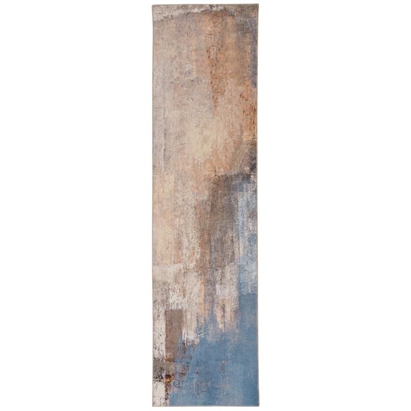 Linon Washable Keller Polyester 2'x8' Rug in Beige