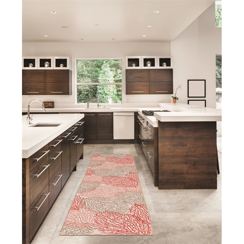 Linon Washable Hayden Polyester 2'x8' Rug in Ivory