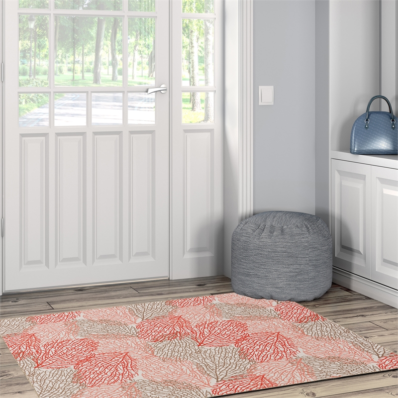Linon Washable Hayden Polyester 3'x5' Rug in Ivory