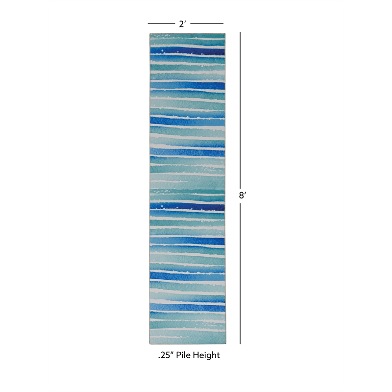 Linon Washable Larson Polyester 2'x8' Rug in Ivory