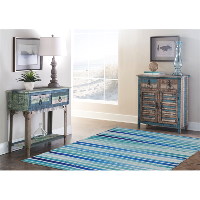 Linon Washable Larson Polyester 5'x7' Rug in Ivory