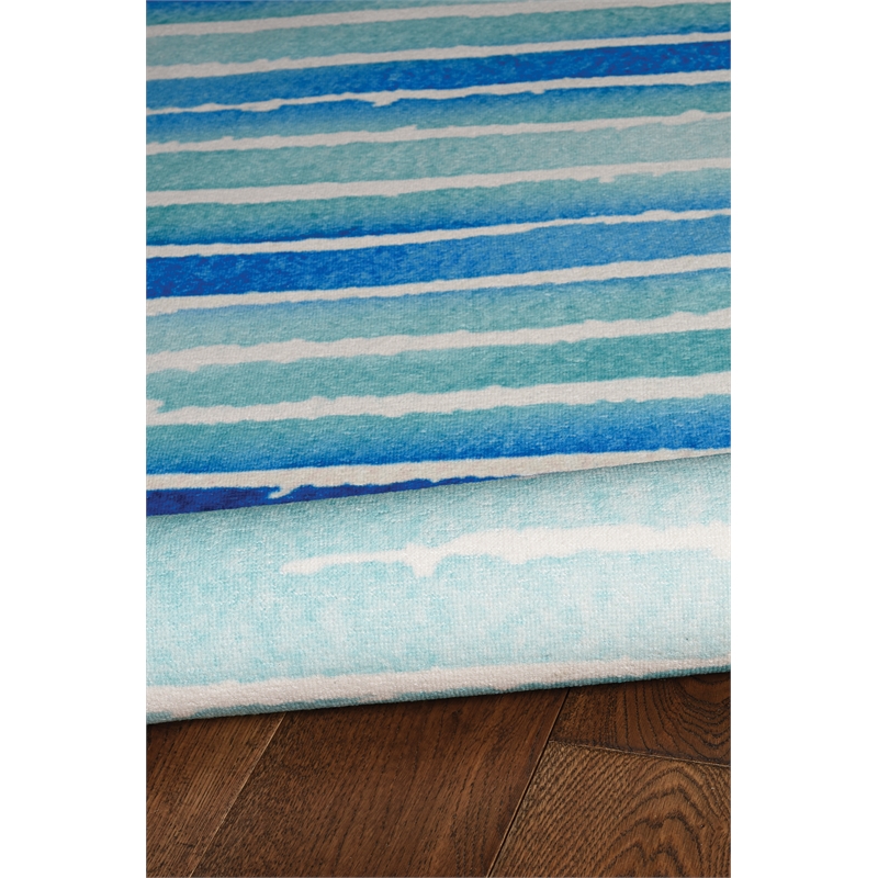 Linon Washable Larson Polyester 5'x7' Rug in Ivory