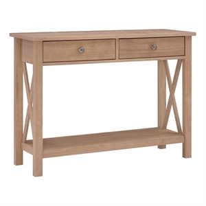 linon dalton pine wood console table in driftwood brown