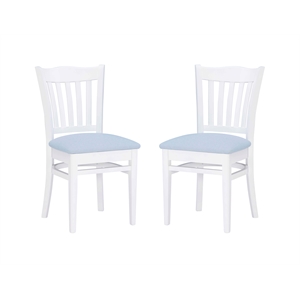 Linon Toccoa Beech Wood Upholstered Set of Two Side Chairs in White