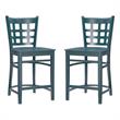 Linon Flint Commercial Grade Set of 2 Lattice Back Counter Stools in Green Wood