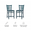 Linon Flint Commercial Grade Set of 2 Lattice Back Counter Stools in Green Wood