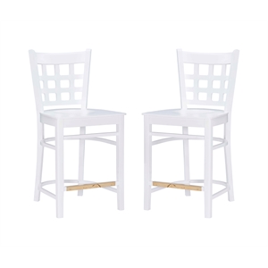 linon flint beech wood set of two counter stools in white