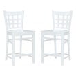 Linon Flint Set of 2 Lattice Back Counter Stools in Glossy White Beechwood