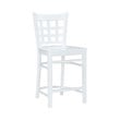 Linon Flint Set of 2 Lattice Back Counter Stools in Glossy White Beechwood