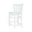 Linon Flint Set of 2 Lattice Back Counter Stools in Glossy White Beechwood