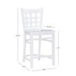 Linon Flint Set of 2 Lattice Back Counter Stools in Glossy White Beechwood