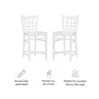 Linon Flint Set of 2 Lattice Back Counter Stools in Glossy White Beechwood