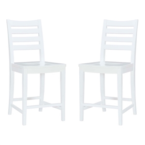 Linon Elder Beech Wood Commercial Grade Set of Two Counter Stools in White