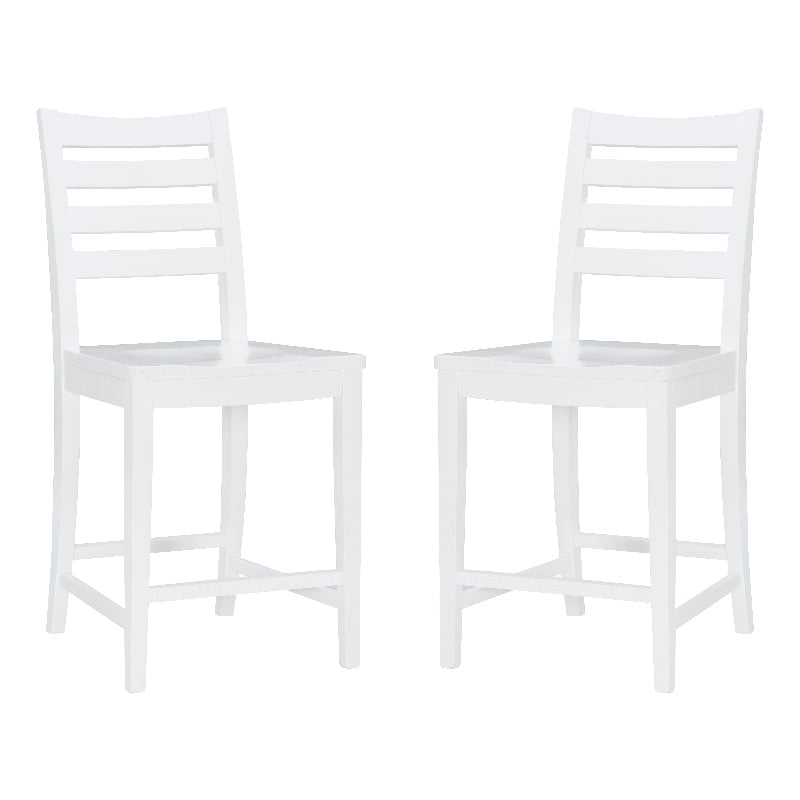 Linon Elder Commercial Grade Set of Two Counter Stools in White Beechwood