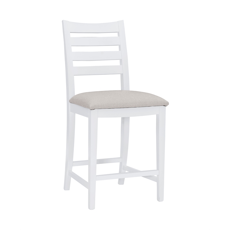 Linon Elder Commercial Grade Set of Two Padded Counter Stools in White Beechwood