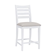 Linon Elder Commercial Grade Set of Two Padded Counter Stools in White Beechwood