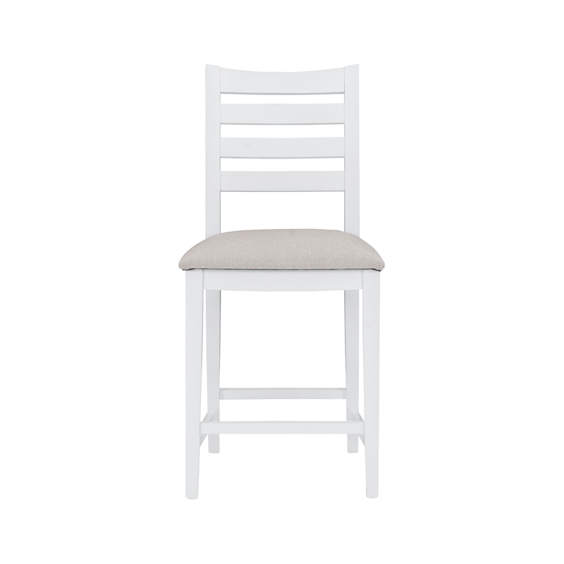 Linon Elder Commercial Grade Set of Two Padded Counter Stools in White Beechwood