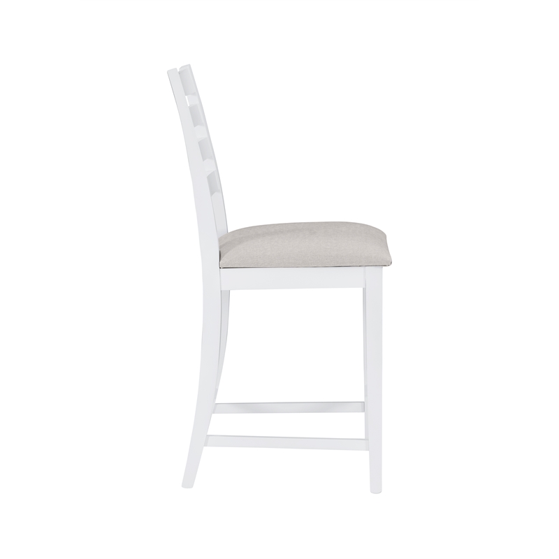 Linon Elder Commercial Grade Set of Two Padded Counter Stools in White Beechwood