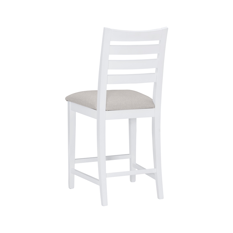 Linon Elder Commercial Grade Set of Two Padded Counter Stools in White Beechwood