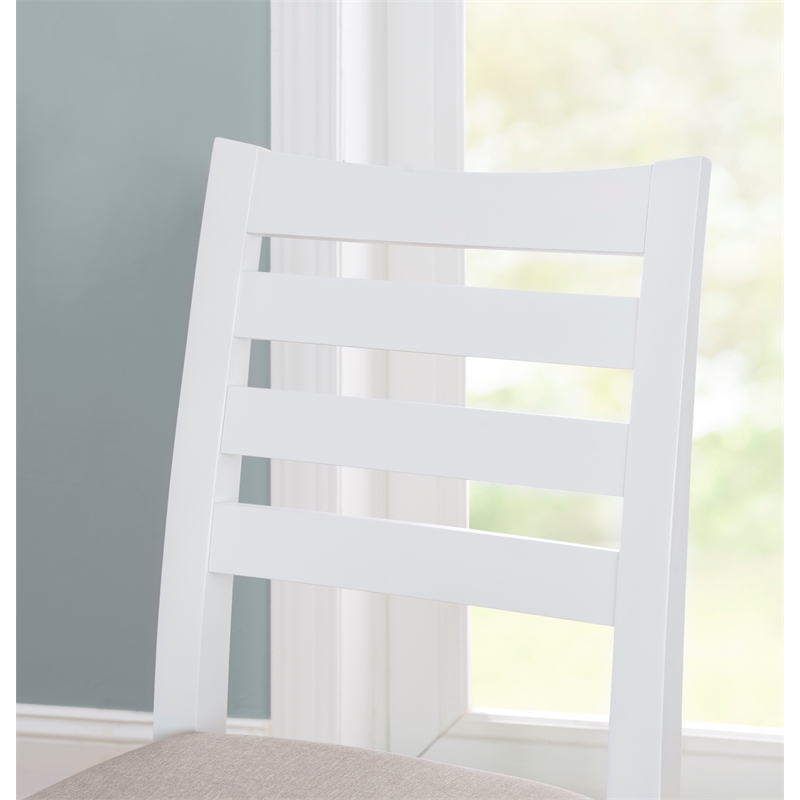 Linon Elder Commercial Grade Set of Two Padded Counter Stools in White Beechwood