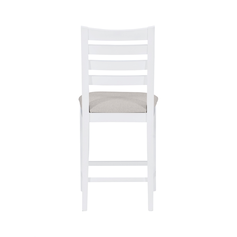 Linon Elder Commercial Grade Set of Two Padded Counter Stools in White Beechwood