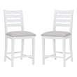 Linon Elder Commercial Grade Set of Two Padded Counter Stools in White Beechwood