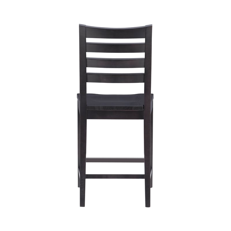 Linon Elder Beech Wood Commercial Grade Set of Two Counter Stools in Black