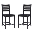 Linon Elder Beech Wood Commercial Grade Set of Two Counter Stools in Black