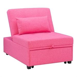 linon boone upholstered convertible sofa bed in hot pink
