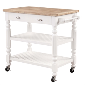 linon ridgeway wood kitchen cart in white