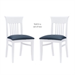 Linon Walcott Set of 2 Slat Back Dining Chairs Faux Leather Seats in White Wood