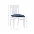 Linon Walcott Set of 2 Slat Back Dining Chairs Faux Leather Seats in White Wood