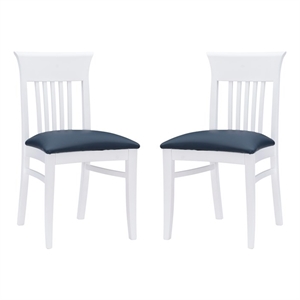 linon walcott solid wood upholstered set of two chairs in white
