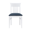 Linon Walcott Set of 2 Slat Back Dining Chairs Faux Leather Seats in White Wood