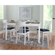 Linon Walcott Set of 2 Slat Back Dining Chairs Faux Leather Seats in White Wood