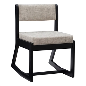 Linon Keeton Solid Wood Upholstered Two Position Sled Base Chair in Black