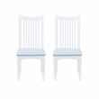 Linon Maldon Set of Two Slat Back Side Chairs Blue Padded Seats in White Wood