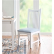 Linon Maldon Set of Two Slat Back Side Chairs Blue Padded Seats in White Wood