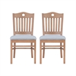 Linon Leckford Set of Two Padded Seat Slat Back Dining Chairs in Natural Wood