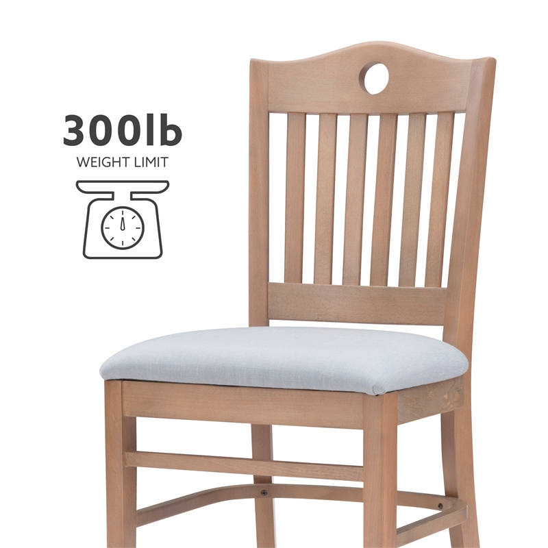 Linon Leckford Set of Two Padded Seat Slat Back Dining Chairs in Natural Wood