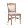 Linon Leckford Set of Two Padded Seat Slat Back Dining Chairs in Natural Wood