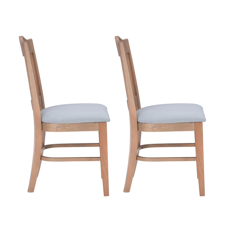 Linon Leckford Set of Two Padded Seat Slat Back Dining Chairs in Natural Wood