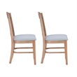 Linon Leckford Set of Two Padded Seat Slat Back Dining Chairs in Natural Wood