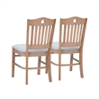 Linon Leckford Set of Two Padded Seat Slat Back Dining Chairs in Natural Wood