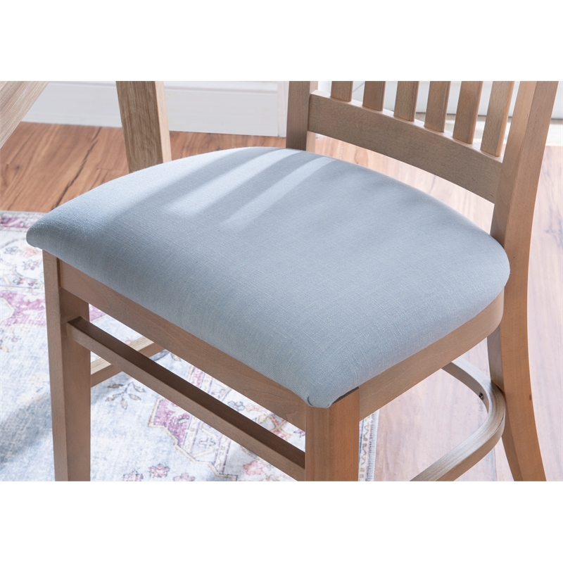 Linon Leckford Set of Two Padded Seat Slat Back Dining Chairs in Natural Wood