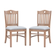 Linon Leckford Set of Two Padded Seat Slat Back Dining Chairs in Natural Wood
