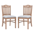 Linon Leckford Set of Two Padded Seat Slat Back Dining Chairs in Natural Wood